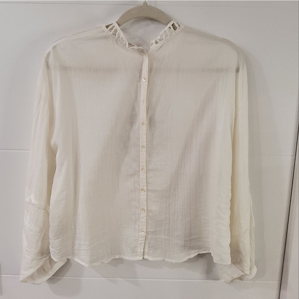 Free People Heart of Gold Embellished Beaded Blouse Size S - Picture 5 of 12